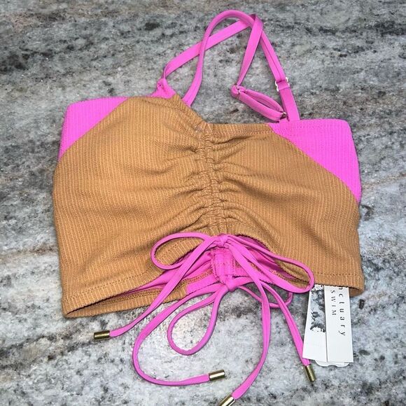 Sanctuary Balancing Act Shirred-Side Cropped Pink Aura Tankini Top Women's XS - Picture 8 of 12